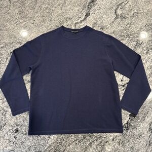 Banana Republic Mens Navy Blue Cotton Waffle Knit Crew Neck Sweater‎ Large  #530